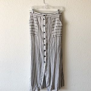 Striped Button Down Maxi Skirt